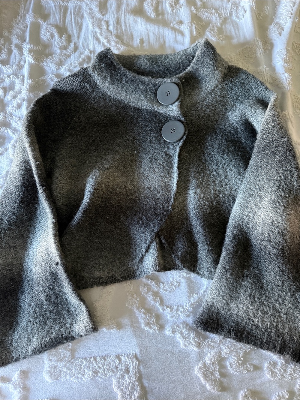 Dolce Cabo Cropped Gray Button-Front Women’s Sweater
